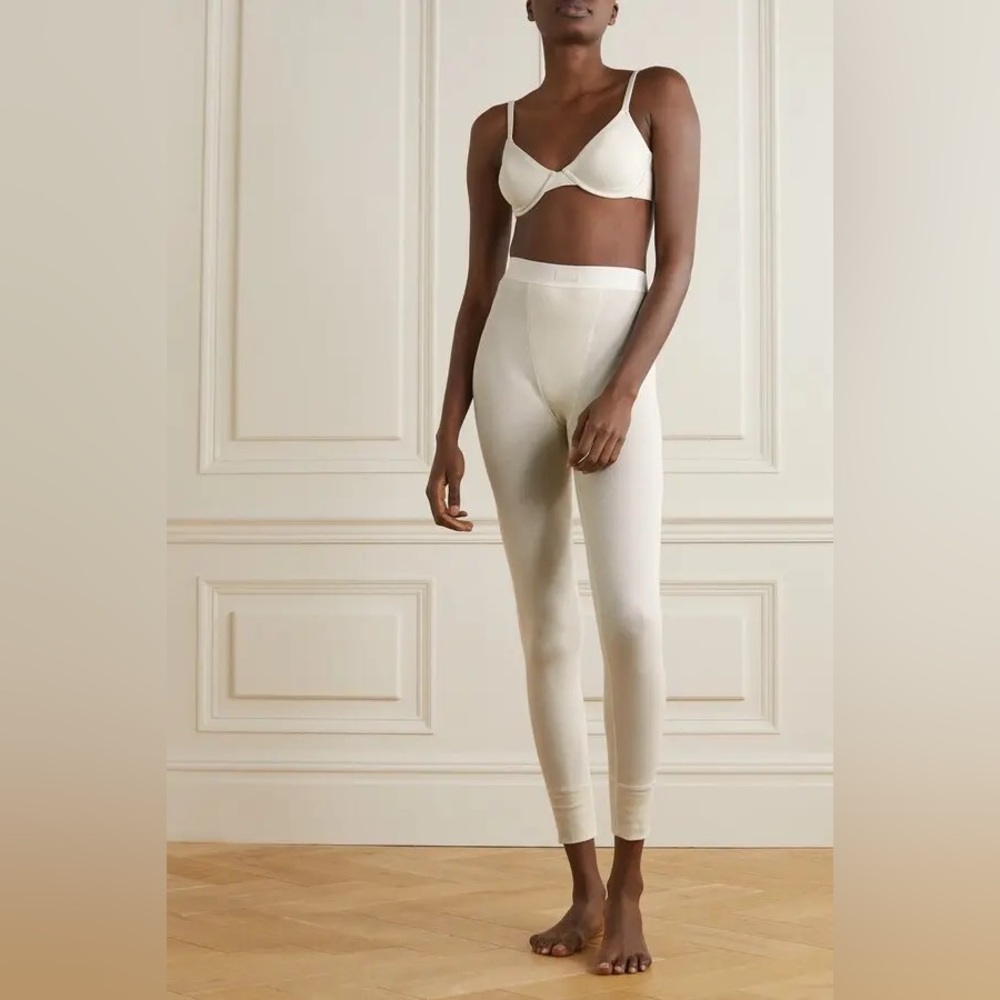 SKIMS Cream Cotton Ribbed Leggings